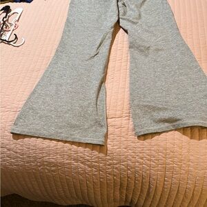 Aerie Heather Gray Fold Over High-Rise Wide Leg Leggings